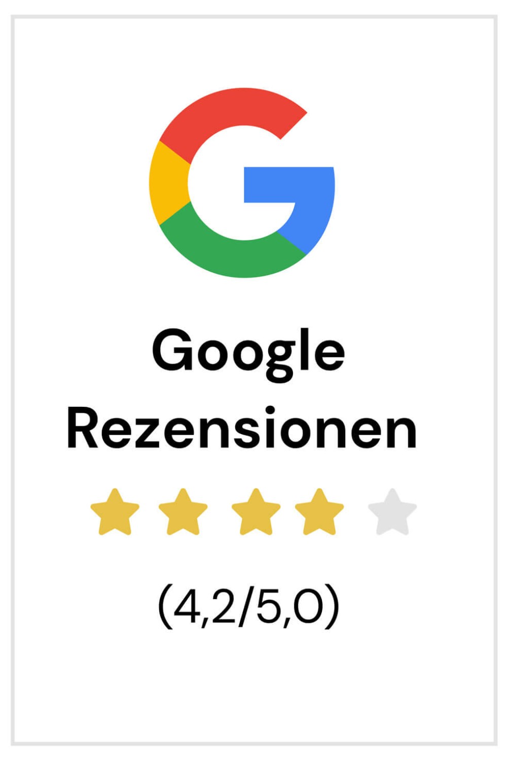 Google–Nutzer Bewertung 4,2 Sterne von 5 Sternen